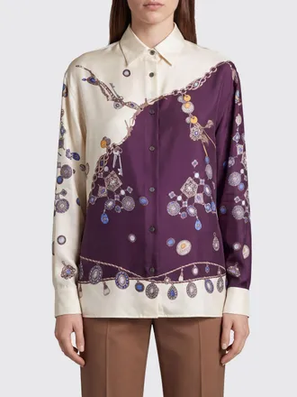 Versace Camicia in pura seta con stampa grafica all-over