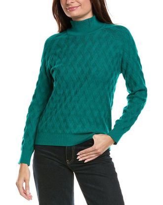 Rain + Rose Lattice Stitch Mock Neck Sweater