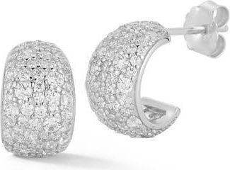Glaze Jewelry Pav&eacute; Cubic Zirconia Hoop Earrings in Silver at Nordstrom Rack