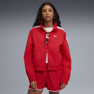 Puma Giacca sportiva in tessuto T7 dal taglio morbido da donna, Abbigliamento, Rosso, L