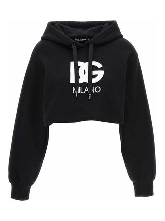 Dolce & Gabbana Logo embroidery cropped hoodie