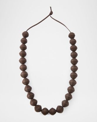 Michael Kors Leather Beaded Necklace