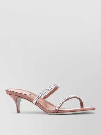 Rene Caovilla spark satin mules kitten heel open toe
