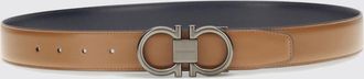 Ferragamo Cintura reversibile in pelle di vitello con fibbia Gancini