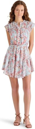 Steve Madden Faith Shirt Dress Womens Iris Blue Floral Cap Sleeve PALL329