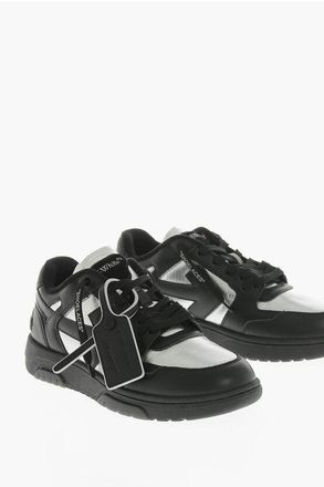 Off-white Low Sneakers OUT OF OFFICE in Leather and Metallic-Effect Fa size 39