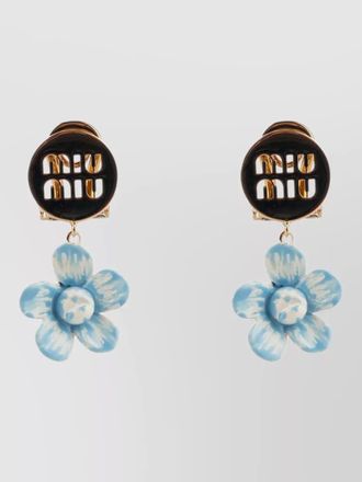 Miu Miu floral design gold tone finish earrings