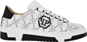Philipp Plein Low Top Leather Sneakers Matte Monogram - unisex - Sneakers - Wit - 35 EU - Leer - Schoenen