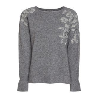Elena Miro Maglia Scollo a Barca - Dames - Ronde hals truien - Grijs - S - Truien & Vesten