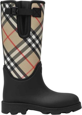 Burberry Zwarte Rubberen Laarzen - Dames - Regenlaarzen - Veelkleurig - 40 EU - Schoenen