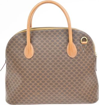 Celine Vintage Macadam Handbag Canvas And Leather Brown Canvas Handbag (Pre-Owned)