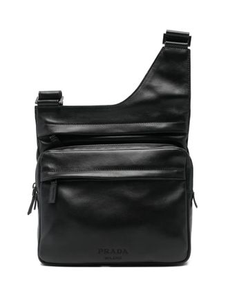 Prada leather shoulder bag - men - Calf Leather/Fabric - OS - Black
