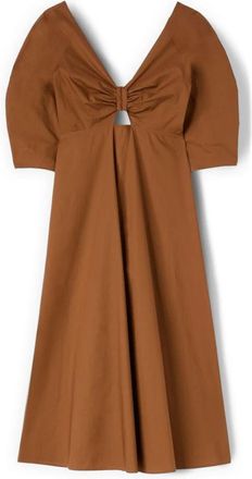 Motivi Jurk met strik aan de achterkant - Dames - Casual kleedjes - Bruin - 2XS - Katoen - Kleedjes