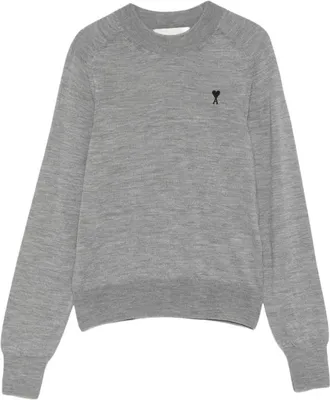 Ami Round-neck Knitwear, female, Gray, Size: XS Ami Paris Sweaters