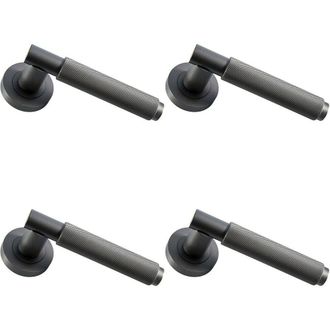 Loops 4x PAIR Knurled Grip Round Bar Handle on Round Rose Concealed Fix Matt Bronze
