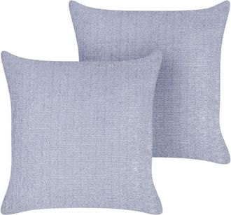 Beliani Beliani - Conjunto De 2 Cojines 45 X 45 Cm Fundas Extra&iacute;bles Accesorio Para El Hogar Sala De Estar Violeta Crossandra