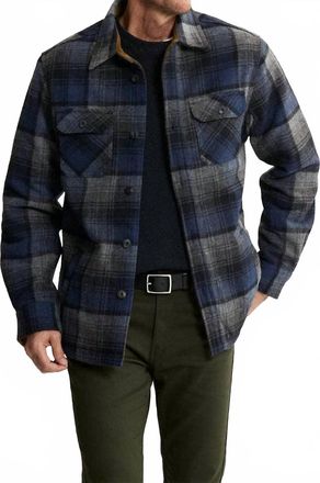 Jachs NY Mens Thermal Lined Wool Blend Shirt Jacket In Blue/grey Plaid