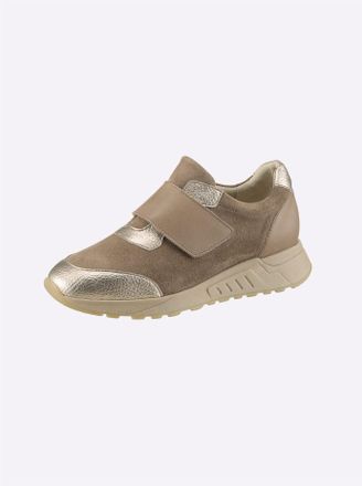 Heine Sneaker HEINE, Damen, Gr. 35, gold (taupe, hellgoldfarben), Leder, Rindsleder, Synthetik, Schuhe Sneaker
