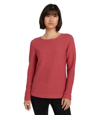 Tom Tailor Rundhalspullover TOM TAILOR, Damen, Gr. XXL, cozy pink, Strick, Obermaterial: 100% Baumwolle, unifarben, regular fit normal, U-Boot-Ausschnitt, Pullov