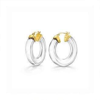 Gold & Honey Womens Chunky V-Hoop Earrings In Clear