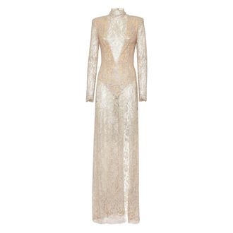 Philipp Plein Lange kanten jurk - Dames - Avondkleed - Roze - M - Kleedjes