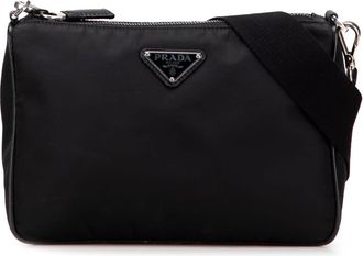 Prada Pre-owned Prada Saffiano Trimmed Re Nylon Zip Top Crossbody F4EKMVFG515ZC56T