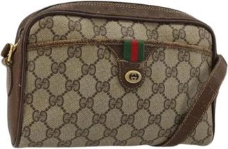 Gucci Pre-owned Vintage GG Canvas Shoulder Bag - Dames - Vintage Schoudertas - Beige - ONE Size - Leer - Vintage
