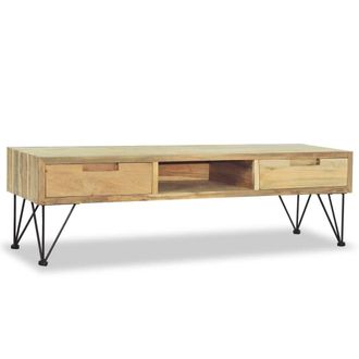 Berkfield Home TV Cabinet 120x35x35 cm Solid Teak in Light Brown | Size: 120 x 35 x 35 cm
