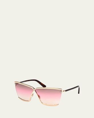 Tom Ford Elle 02 Acetate/Metal Butterfly Sunglasses