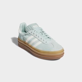 adidas Sneaker ADIDAS ORIGINALS GAZELLE BOLD, Damen, Gr. 38, weiss (ash gr&uuml;n, sanftes wei&szlig;, gum 2), Leder, Synthetik, Schuhe Sneaker