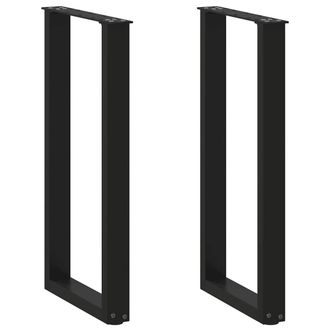 vidaXL Vidaxl Gambe Per Tavolo Consolle A Forma Di U 2 Pz Nere