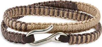 Caputo & Co. Mens Hand Knotted Leather Double Wrap Bracelet in Grey Combo at Nordstrom