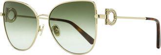 Ferragamo Ferragamo Womens Crystal Gancini Sunglasses SF296SR 750 Gold/Havana 60mm