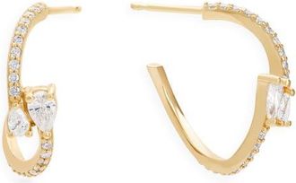 Lana Jewelry 14K Gold Curved Diamond Pear Huggie Hoop Earrings in Yellow Gold at Nordstrom