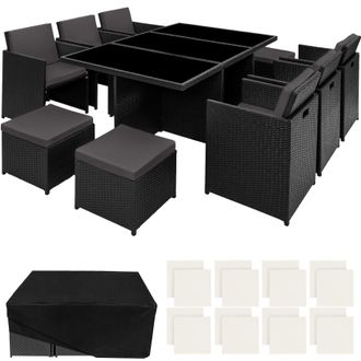TecTake Garden Table & Chairs New York in Black | Size: 2XL