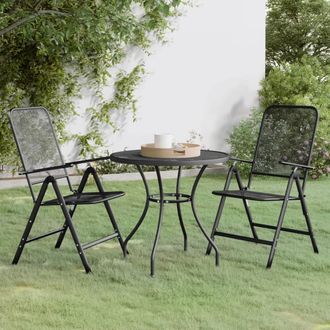 Berkfield Home 3 Piece Garden Dining Set Expanded Metal Mesh Anthracite in Black