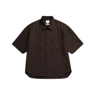 Norse Projects Short Sleeve Shirts, male, Brown, Size: M Ulriken Oversized Cotton Linen Shirt