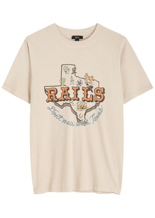 Rails Texax Logo Cotton T-shirt - Cream - XS (UK6 / XS)