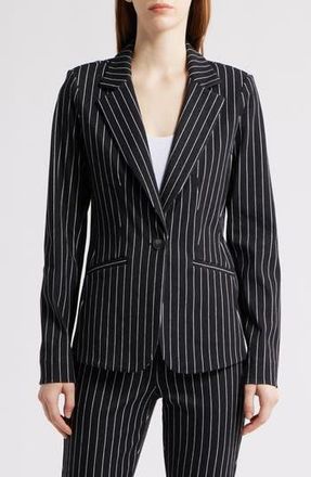 Nic+Zoe Railroad Stripe Stretch Blazer in Black Multi at Nordstrom Rack, Size Xx-Large