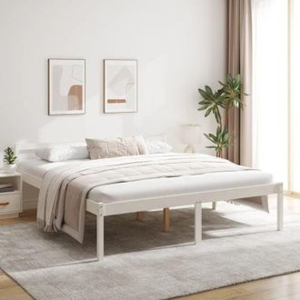 vidaXL Senior Bed without Mattress White 200x200cm Solid Wood Pine vidaXL