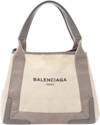 Balenciaga Pre-owned Tote Bags, female, Beige, Size: ONE SIZE Pre-owned Canvas Tote Bag