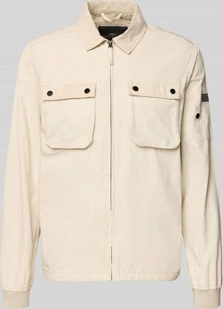 Fynch-Hatton Fynch-Hatton Modern Fit Overshirt mit Label-Patch Modell Garmentdye in Offwhite, Gr&ouml;&szlig;e 3XL