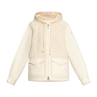 Moncler Light Jackets, female, Beige, Size: XL Erable Boucl&eacute; Hooded Jacket