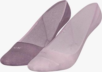 Calvin Klein Womens Calvin Klein 2 Pack Womens Invisible Socks Lilac - Multi - Size: 2.5/3/3.5/4/4.5/5