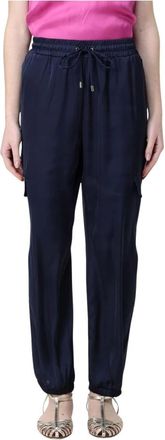 Liu Jo Broeken, Dames, Blauw, S, Satijn, Satijnen Broek met Trekkoord