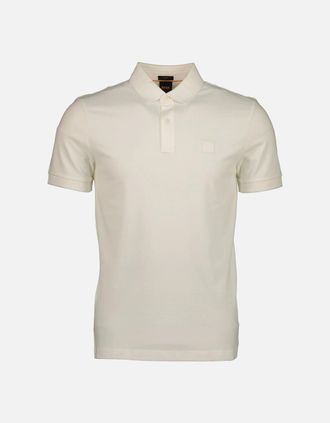 HUGO BOSS Mens Passertip Logo Patch Polo Shirt - Cream - Size: 44