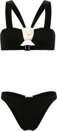 La Reveche Sahar floral-appliqu&eacute; bikini - women - Polyamide/Spandex/Elastane - L - Black