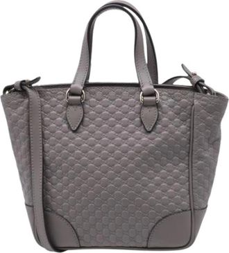 Gucci Pre-owned Small Bree Micro Guccissima Top Handle Tote Bag - Dames - Vintage Handtas - Grijs - ONE Size - Leer - Vintage
