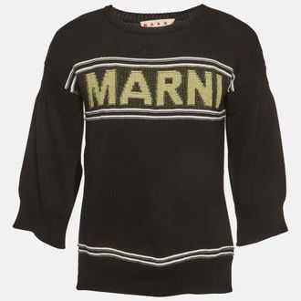 Marni Black Knit Logo Intarsia Jumper
