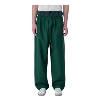 Lacoste Wide Trousers, male, Green, Size: S Wide-Leg Drawstring Trousers